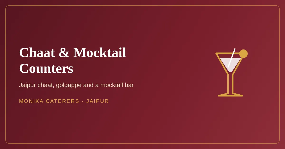 Live chaat counter and mocktail bar at a wedding in Jaipur